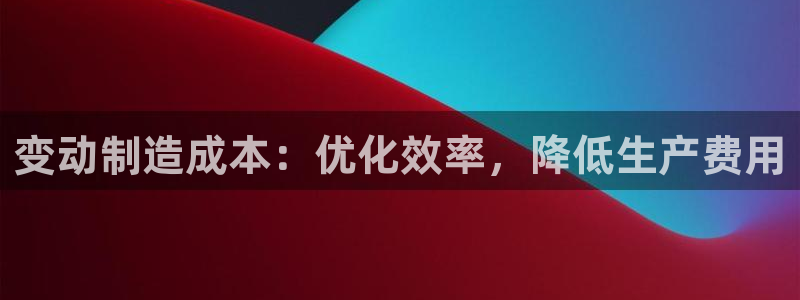 彩神vip官方网站：变动制造成本：优化效率，降低生产费用