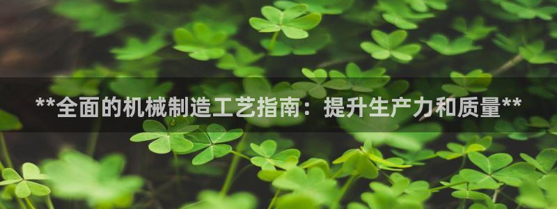 彩神VII购彩中心：**全面的机械制造工艺指南：提升生产力和质量**