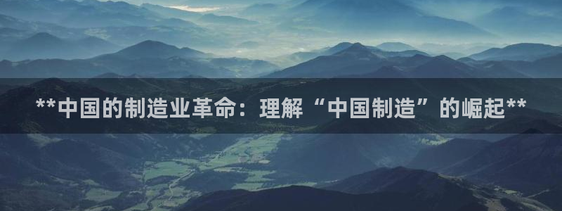 彩神广告有限公司：**中国的制造业革命：理解“中国制造”的崛起**