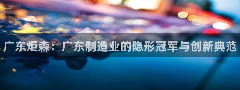 彩神viii是正规平台吗?：广东炬森：广东制造业的隐形冠军与创新典范